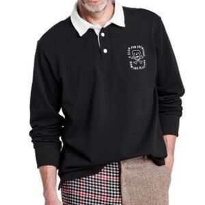 Target X Rowing Blazers Black and White Long Sleeve Rugby Polo Shirt - Large